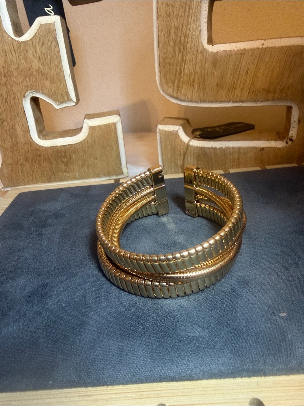 Gold-Tone Coil Cuff Bracelet for Women